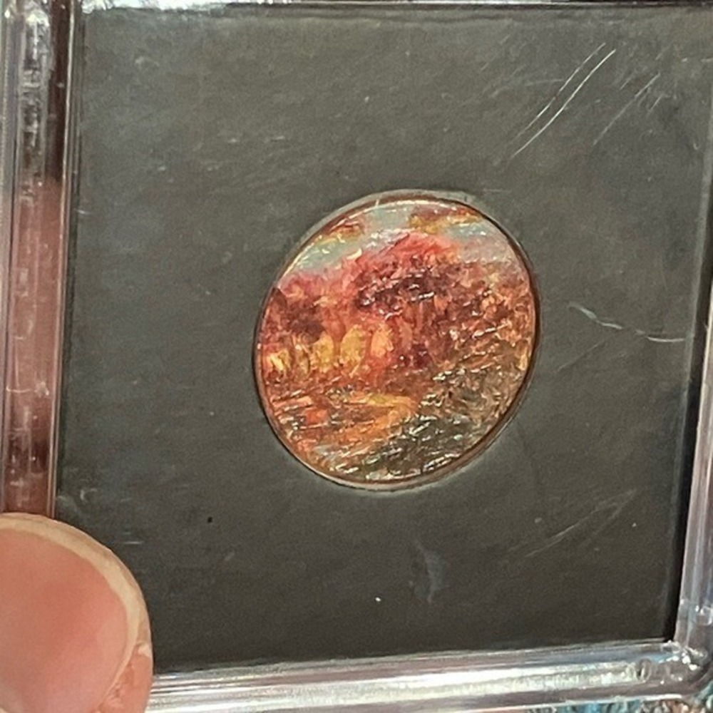 Original Oil  Painting Sunset Landscape Penny Art Miniature Collect Artettina